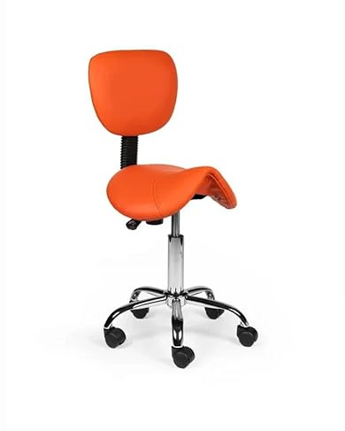 Dromerio Ergonomisch Sattelhocker Orange Mit Lehne Auf Räder - Niedrig (40-56cm) / ohne Fußstütze/Standardmäßige Räder