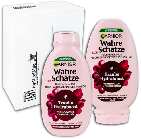 TopDealMile - Förvaringspaket - hårvård för Garnier sanna skatter druva Hydraboost regenererande fuktgivande schampo + balsam 250 +200 ml