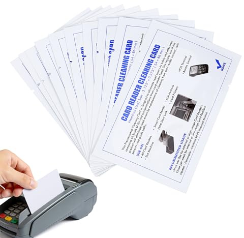 FELTECHELECTR 10 Stück Weiße PVC Reinigungskarten für Kartenlesegeräte mit Praktischer Funktion zur Reduzierung von Rückständen und Verhinderung von Verlusten für Pos Terminals