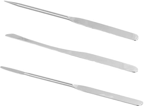3 Pcs Stainless Steel Makeup Spatula Set for Foundation Mixing and Skincare - Double Ended Metal Cosmetic Spatulas for Face Cream Application