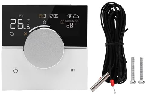Smart programmerbar termostat WiFi-aktiverad färgpekskärmstermostat för elektriskt värmesystem med rattkontroll ABS-material