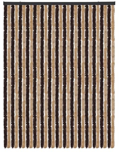 Fluffy Curtain, Unistreifen beige - braun, 120 x 200 cm