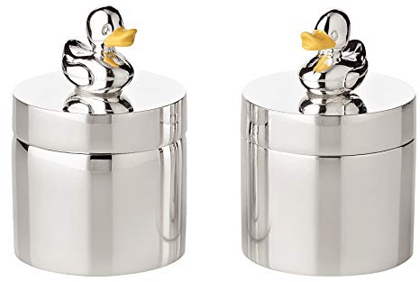 EDZARD 2er Set Zahndosen Schmuckdosen Ente, Höhe 5 cm, edel versilbert, anlaufgeschützt