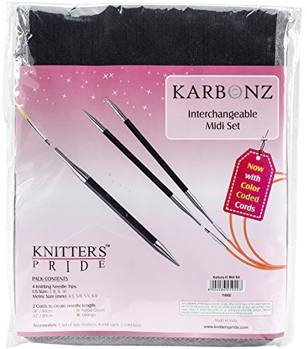 Knitter's Pride 515981-Karbonz Interchangeable Needles Midi Set