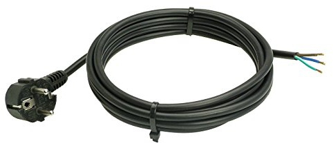 as - Schwabe Cavo di collegamento 3 m H05VV-F 3G1,0 cavo di collegamento con angolo di protezione con cavo, cavo di collegamento 30 mm rivestito con manicotti terminali, cavo di alimentazione 230 V,