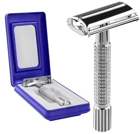 Stainless Steel Safety Razor Double Edge Vintage Butterfly Chrome Plated Razor For Mens With Mirror Travel Case
