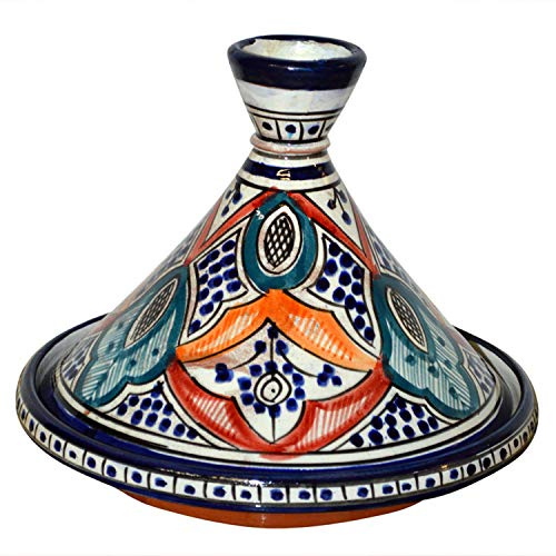 Moroccan Handmade Serving Tagine Exquisite Ceramic With Vivid colors Original Medium 10 inches Across