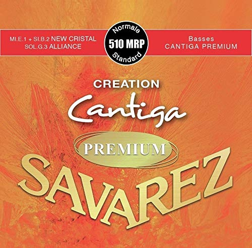 Savarez Creation Cantiga Premium - 510MRP - Chitarra da concerto - Set completo 6 corde - Tensione normale cantini & bassi - Tensione totale 38,8 kg/85,64 lbs
