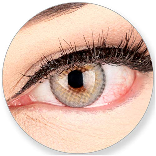 Glamlens SILICONE COMFORT SOFT Graue Kontaktlinsen Elly Gray ohne Stärke-für Braune Dunkelbraune Schwarze Dunkle Augen. 2 Farbige Graue 3 Monatslinsen - by MeralenS - 0.0 Dioptrien