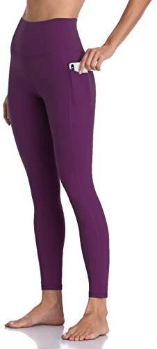 Colofulkoala 7/8 Mallas Deporte Mujer con Bolsillos, Leggins Push Up, Fitness Pantalones para Yoga Gym Running Pilates Leggings, Morado Oscuro, S