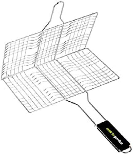 Cook’in Garden - Grille Barbecue Spéciale 6 Steaks et Hamburgers Doubles, Dimensions 35 × 21 cm, Résistante aux Flammes et Hautes Températures, Manche Soft Touch, Compatible Multi-Marques