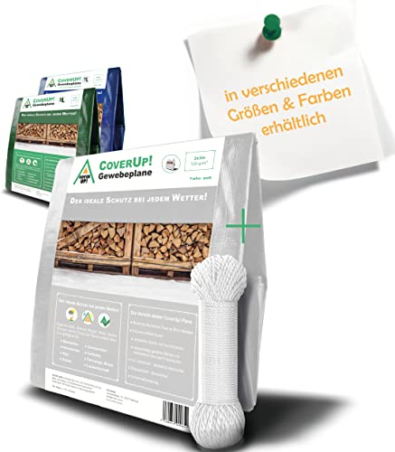 CoverUp! Tarpaulin 2 x 3 m - White, 120g/m² - Tarpaulin Waterproof Heavy Duty - Cover for garden, furniture, pool, boat, outdoor, camping or as a ground sheet - Large tarpaulin sheet with 12 m rope