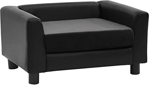 vidaXL Hundesofa Schwarz 60x43x30cm Plüsch Kunstleder Hundecouch Haustiersofa