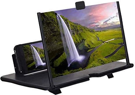 Hopeful 14 Thin Foldable Phone Magnifier Screen Foldable HD 3D Blu-ray Easy to Carry Gadgets for Men Gifts Technology 3d Movies Phone Projector（black）