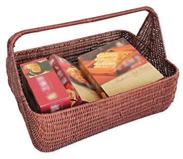 Picknickkorb mit großer Kapazität im Freien Garten & Im Freien Rattan Picknickkörbe Kreatives Zuhause Griff Ablagekörbe Reise Camping Shopping Lagerung Geschenkkörbe Picknickkörbe Set Geschenk für Jun