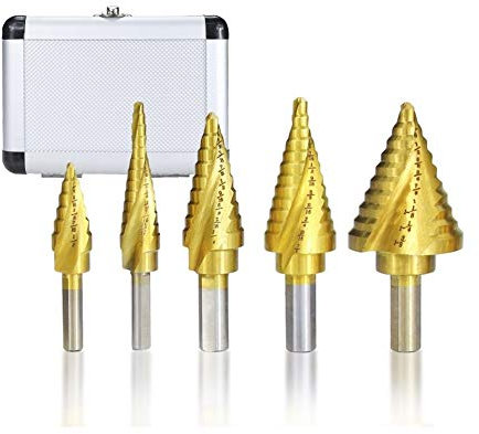 DIY Step foret Haute vitesse en acier échelle Jeu de forets Coated Triangle Shank Spiral bois, métal trou ouvreur Carotteuse Bit