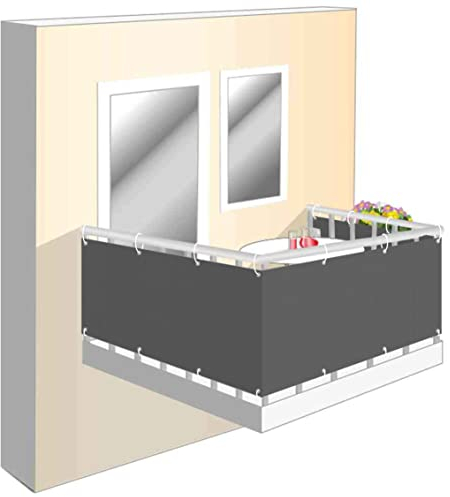 Wind and Privacy Screen Fabric for Balcony 70 x 1000 cm, Balcony Cladding Privacy Screen Accessories Including Balcony Privacy Screen Made to Measure for Balcony Railings, Patio and Garden Grey