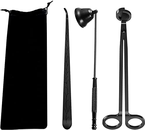 Canirologas Kerzenzubehör Set 3 in 1, Dochtschere Kerzenlöscher und Docht-Dipper, Candle Wick Trimmer mit Samtbeutel für Kerzenliebhaber
