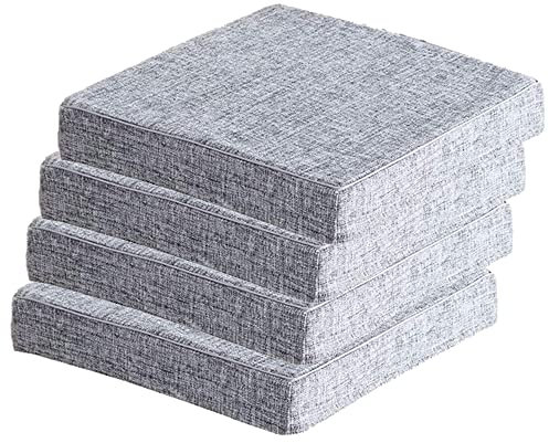 Hruile 4er-Set Stuhlkissen, 5 cm dick, rutschfest, mit abnehmbarem Bezug, bequeme Stuhlkissen, Matte für Küche, Garten, Terrasse, 40 x 40 x 5 cm, Hellgrau