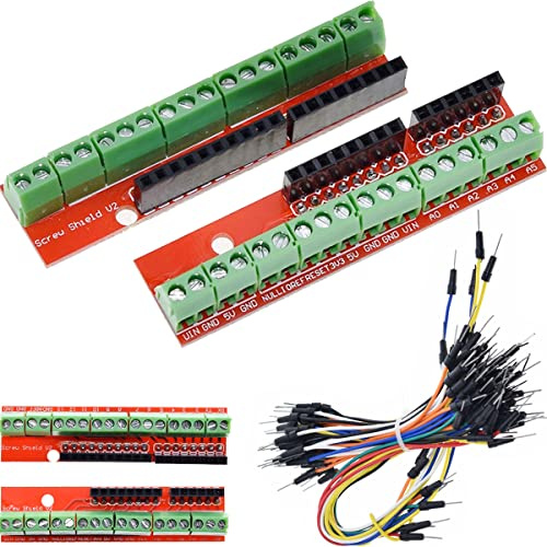 DAOKAI Screw Shield V2 Erweiterungskarte,Stackable PCB-Board Langlebige Stabile (Doppelte Unterstützung), Kompatibel mit Arduino R3 Top(2 Stück)