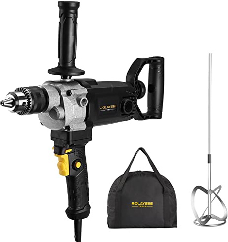 10-Amp Corded 5/8 Heavy Duty Drill Mixer Set, Mixing Drill Machine with Spade Handle for Drilling and Mixing, Variable Speeds Concrete Mud Mixer ROLAYSEE TOOLS