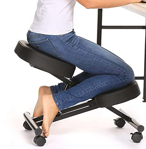 LMEIL Ergonomischer Kniestuhl, Verstellbarer Hocker für Haltungskorrekturstuhl zu Hause und im Büro, höhenverstellbarer Hocker, verbessert Ihre Körperhaltung mit einem abgewinkelten Sitz
