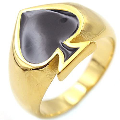 Aotiwe Hochzeitsringe, Freundschaftsringe Beste Freundin Goldener Pokerring Pik Ass Edelstahl Größe 65 (20.7)