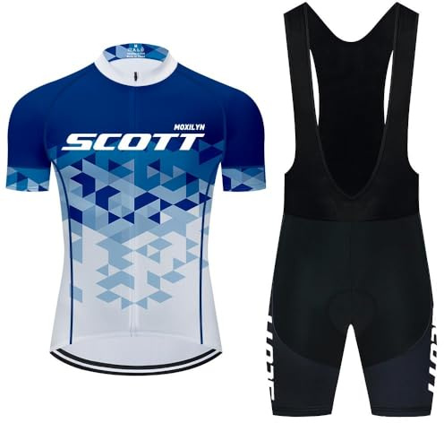 Moxilyn Abbigliamento Ciclismo Set Manica Corta Tuta Ciclismo Uomo Completo Ciclismo Estivo per Bici da MTB con Pantaloncini Imbottiti in Gel Traspirante