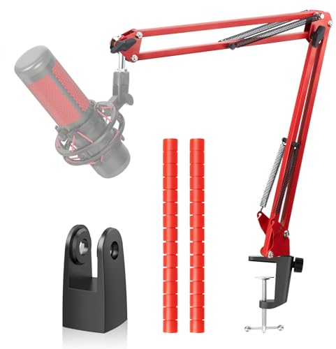 HyperX QuadCast Mikrofonarm Rot mit Arm Adapter, Professioneller Mic Ständer Boom Arm kompatibel mit HyperX QuadCast S/ProCast Mikrofon 3/8 bis 5/8 Adapter von YOUSHARES