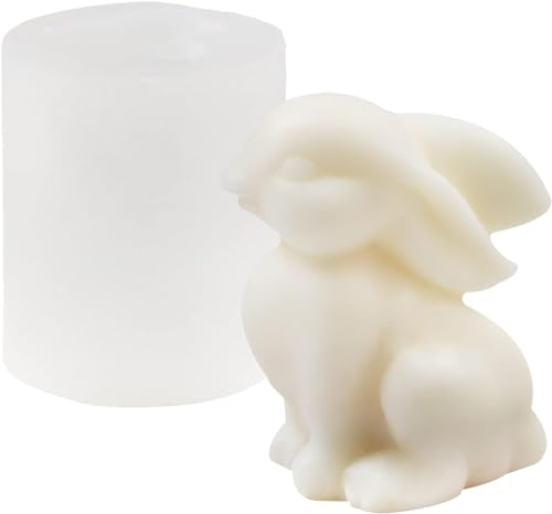 Ostern Kaninchen Silikonform,3D Gießformen Silikon Hase,Silikonform Ostern Hase,Kaninchen Kerzenform für Die Kerzenherstellung,für Kuchen,Schokolade,Seife,Wachskerzen,Ostergeschenke