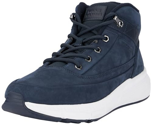 Tommy Hilfiger Herren Mid Boot Stiefel Warm Nubuck Hybrid aus Leder, Blau (Desert Sky), 44