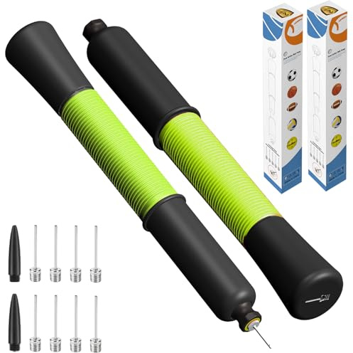 Ballpumpe mit Nadelaufbewahrung (Niemals die Nadel verlieren) Basketballpumpe mit 5/10 Nadeln und ausziehbarem Kabel für Fußball, Basketball, Volleyball, Rugby Ball - Großartig für alle Bälle