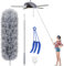 Extendable Feather Duster, Bendable Microfiber Duster with 16-84 Inches Extension Pole, Long Duster with Silicone Cap and Blind Cleaner for Ceiling Fan,Blinds and Furniture