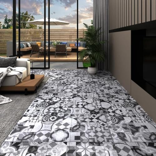 LAPOOH PVC Laminat Dielen Selbstklebend 5,21 m² 2 mm Graues Muster, Fliesenfolie, Laminatboden, Küchenrückwand Folie, Bodenbelag Selbstklebend, Wandverkleidung, Deckenpaneele