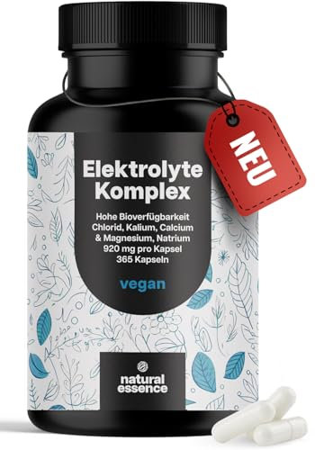 Elektrolyte Komplex - 365 Kapseln - mit Chlorid, Kalium, Calcium, Magnesium & Natrium - 920mg pro Kapsel - vegan, produziert in Deutschland, Jahresvorrat