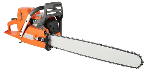 Xlsdlvcnxz Tronçonneuse à gaz de 61 cm 72 cc, 2 temps, sans fil, alimentée au gaz, tronçonneuse monocylindre pour arbres, bois, fermes, jardins, pâturages, forêt, orange