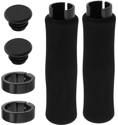 EMSea 1 Paar Schaumstoff-Lenkergriffe, Einzelverriegelung, Fahrradlenkergriffe, geeignet für Lenker mit einem Durchmesser von 22 mm, Fahrrad, Mountainbike, MTB-Griff (schwarz)