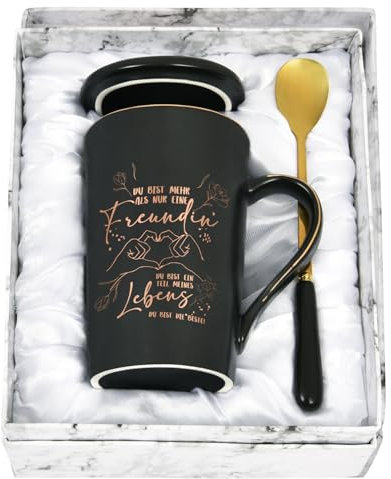 Joymaking Kaffeetasse - Du Bist Mehr Als Nur Eine Freundin - Geburtstagsgeschenk Mit Spruch, 400ml Schwarz