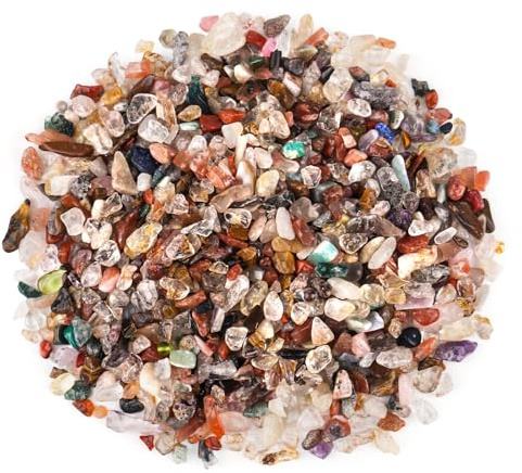 lahnao 400g Kristalle Chakra Chips Set, 5~15mm Trommelsteine, Mini Edelsteine Kann für Vasen, Dekorative Ornamente Verwendet Werden
