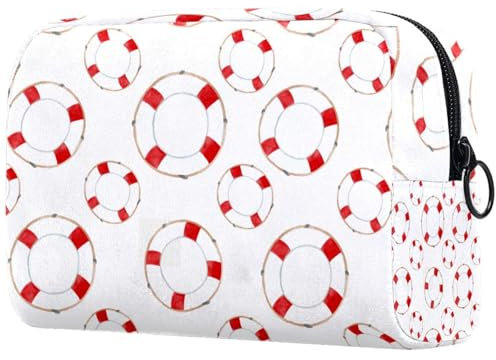 Red Lifebuoy Cosmetic Bag for Women, Travel Toiletries Bags Large Makeup Handy Pouch Organiser Bag with Zipper