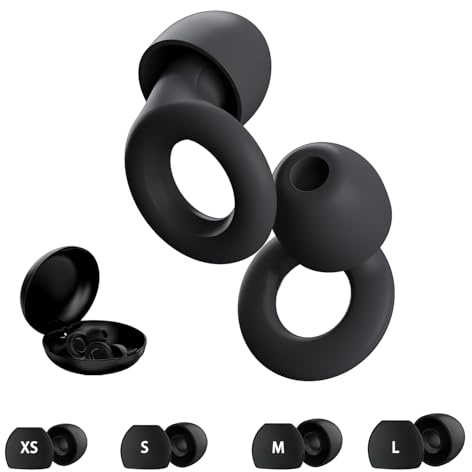 Ear Plugs for Sleep, Ear Plugs for Noise Reduction Super Soft Comfortable Earplugs for Sleeping with Storage Case for Deep Sleeping,Travel,Concert,Study,Work XS/S/M/L (Black)
