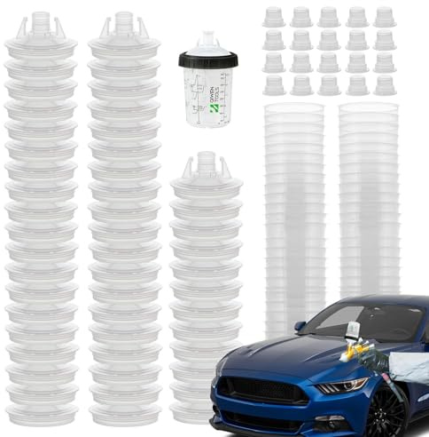 Gobelets De Mélange De Peinture Automobile,Gobelet De Pulvérisation Automobile, Kit De Peinture De Voiture Réutilisable, Système De 50 Gobelets Et Couvercles, Pistolets Pulvérisateurs Et