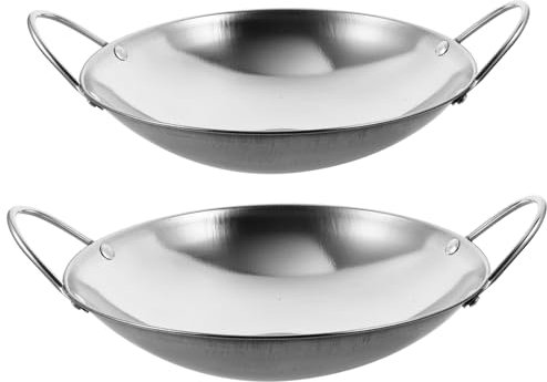 OFFSCH 2stücke -wok Mit Doppelgriff Kochtopf Aus Haushaltsgeschirr Für Herd Küchenwok Für Trockenkochung Edelstahltopf Für Familie