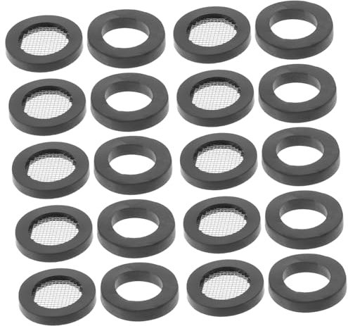 BESTOYARD Hose Washer and Rubber Gasket Set for Shower Head Hose with 20pcs Black Soft Silicone Sealing Pads for Home Water Filter and Leak Prevention
