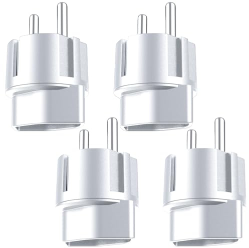 4 Stück Schweiz/Liechtenstein auf EU Adapterstecker: Adapterstecker Reisestecker Stecknuss Adapter Schweizer 3-polige Stecker auf 2-poliger DE/FR/IT/ES Steckdose