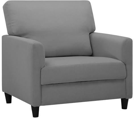 COMHOMA Relaxsessel Fernsehsessel TV-Sessel Loungesessel Sessel Wohnzimmer Einzelsofa für Schlafzimmer, Leseecke Seitenstuhl mit Weicher Memory-Schaum Loungesitz, Leinenbezug, Grau