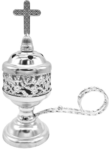Metall Räuchergefäß Kirche Räucherkegel Halter mit Kreuz Aromatherapie Duft Ornament Griechisch-Orthodoxe Kirche Räuchergefäß Deko (#2)