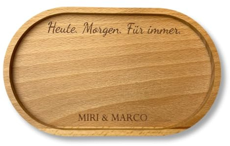 Personalisiertes Holztablett zur Hochzeit | Gravur „Heute. Morgen. Für immer.“ | Geschenk Brautpaar Hochzeit (Tablett)