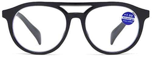ABETOS Rund Pilot Lesebrille Blaulichtfilter Pilotbrille Lesehilfe Retro Mode Computer Runde Pilotenbrille mit Sehhilfe für Herren Damen