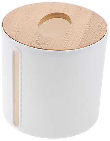 HAMPPLIES Caja Redonda Resistente al Agua y Anticorrosiva de Almacenamiento Varios Estilos para Rollo de Papel de PU Negro Adecuado para Oficinas y Baños